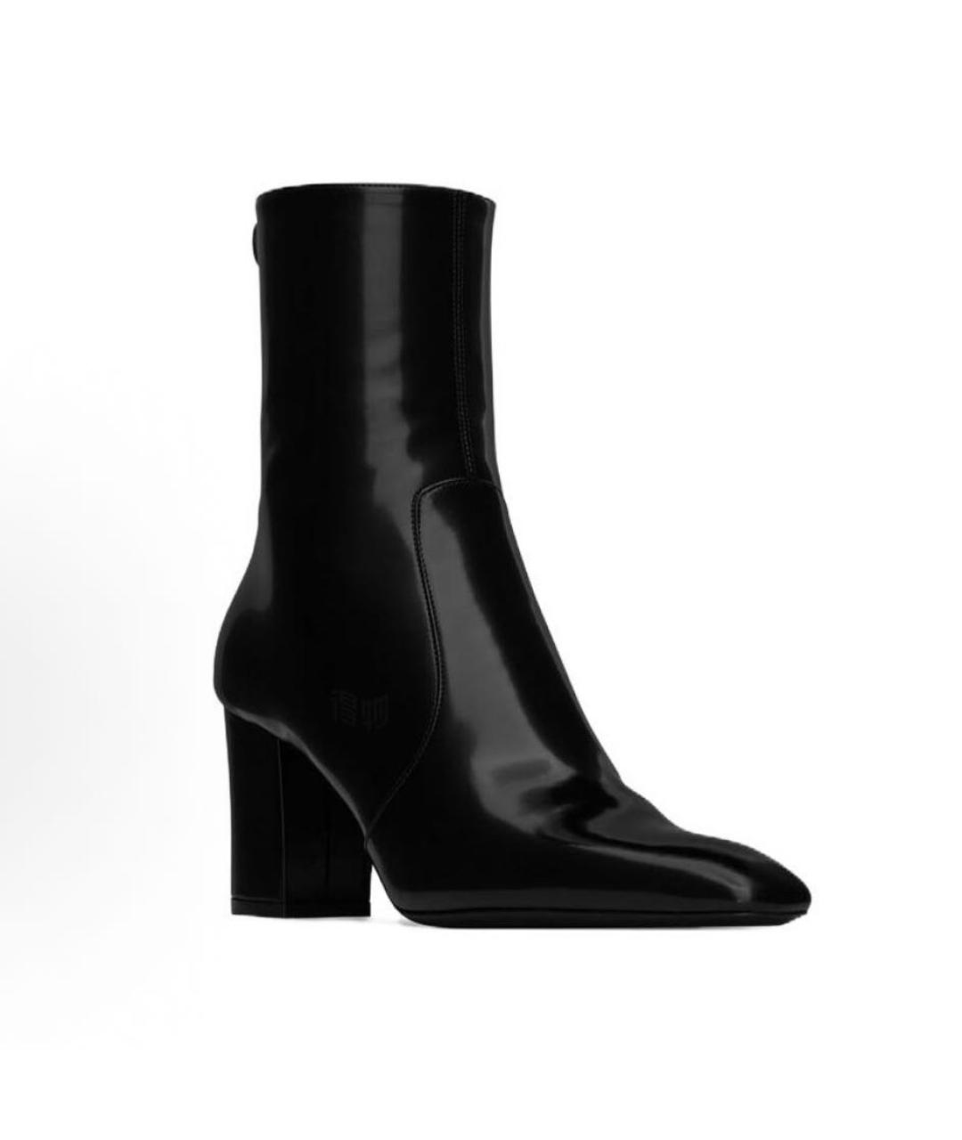 SAINT LAURENT Черные полусапоги из лакированной кожи, фото 2