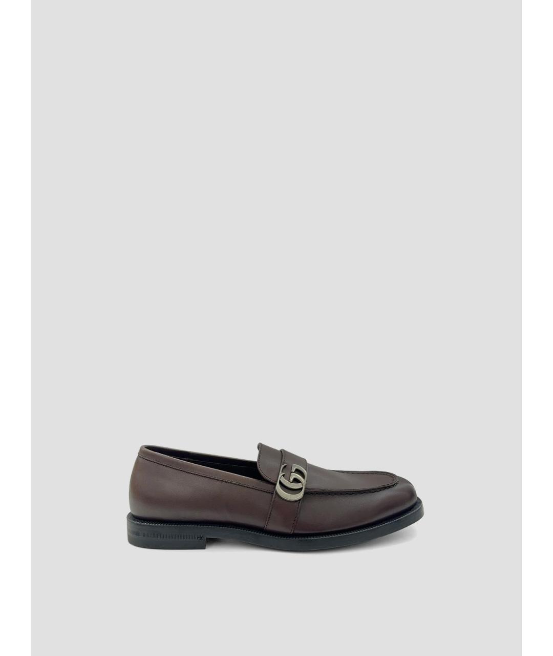 GUCCI Коричневые кожаные лоферы, фото 4