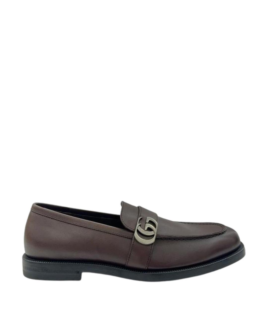 GUCCI Коричневые кожаные лоферы, фото 1