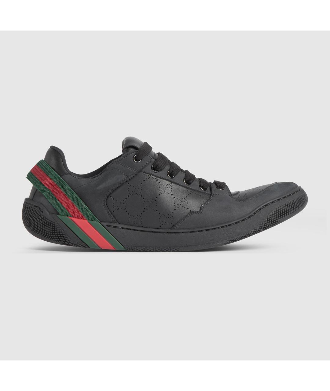 GUCCI Черные кожаные низкие кроссовки / кеды, фото 4