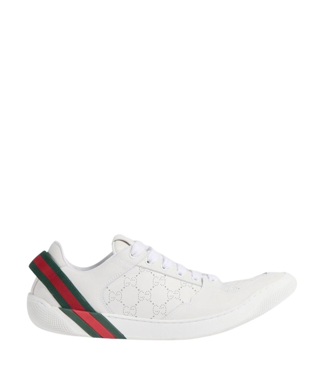 GUCCI Белые кожаные низкие кроссовки / кеды, фото 1