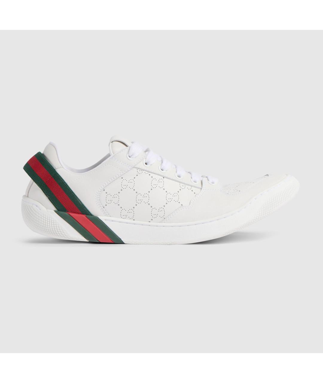 GUCCI Белые кожаные низкие кроссовки / кеды, фото 4
