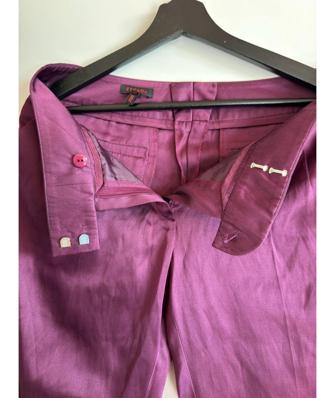 ESCADA Фиолетовые шелковые прямые брюки, фото 3