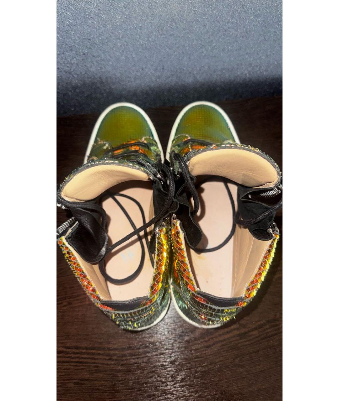 GIUSEPPE ZANOTTI DESIGN Золотые кожаные высокие кроссовки / кеды, фото 3