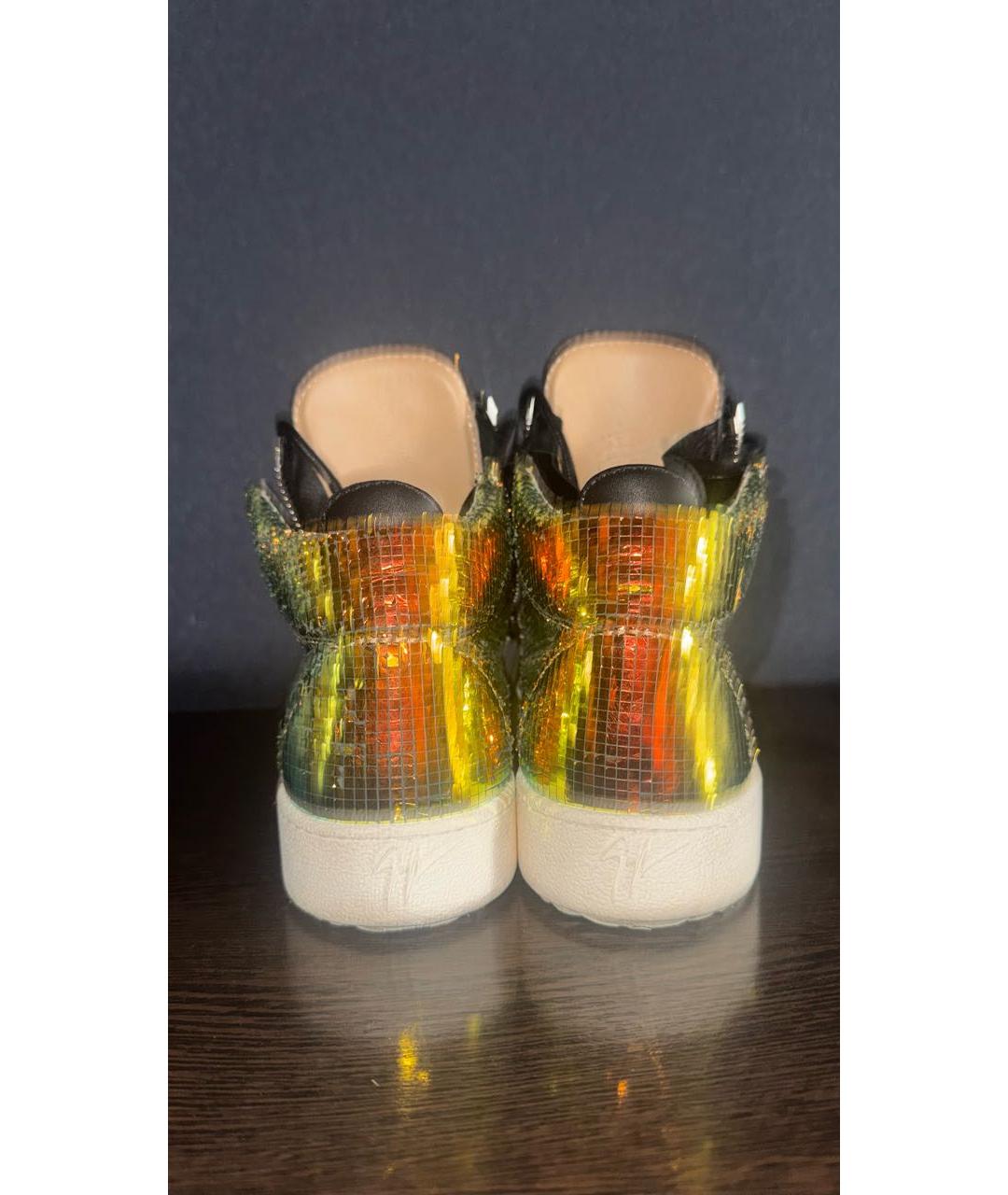 GIUSEPPE ZANOTTI DESIGN Золотые кожаные высокие кроссовки / кеды, фото 4