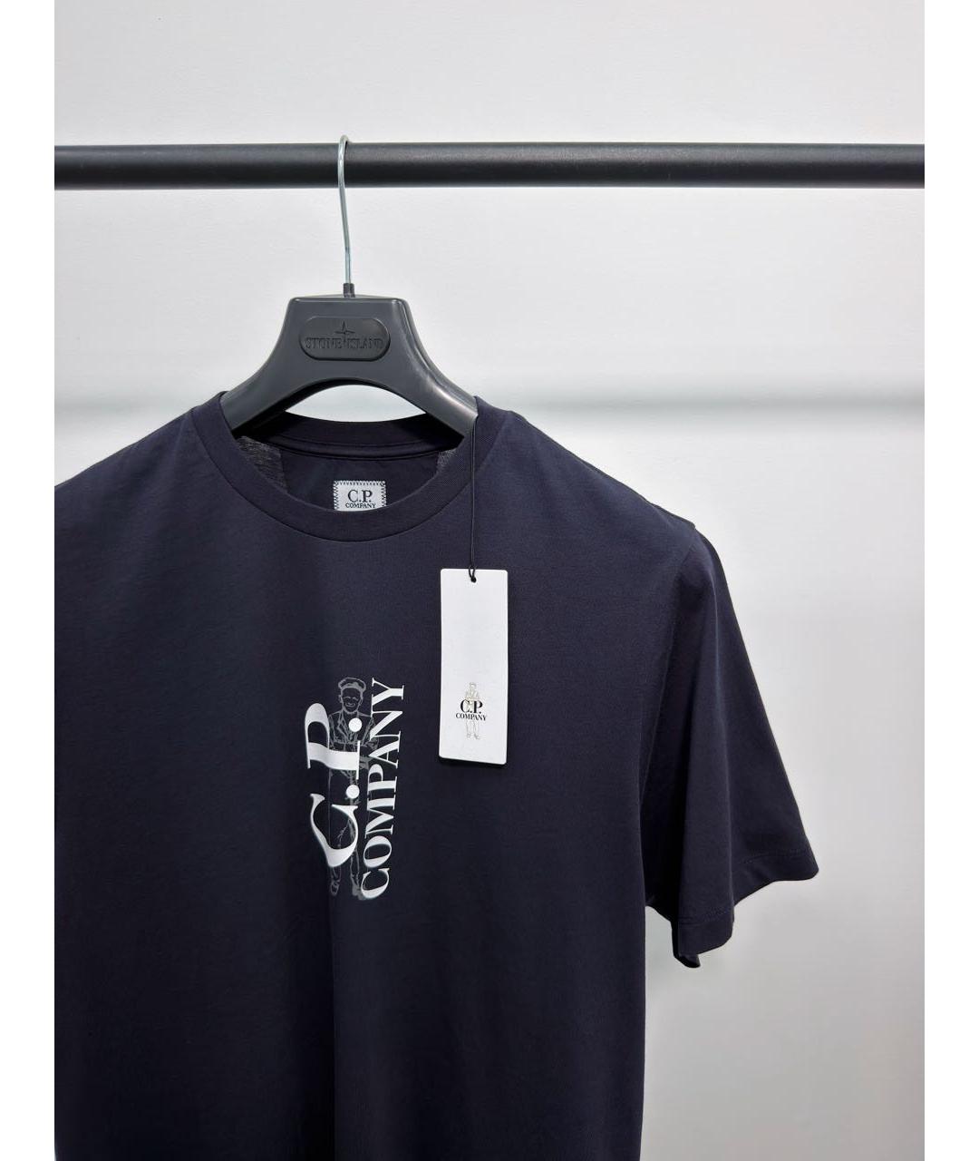 CP COMPANY Темно-синяя хлопковая футболка, фото 2