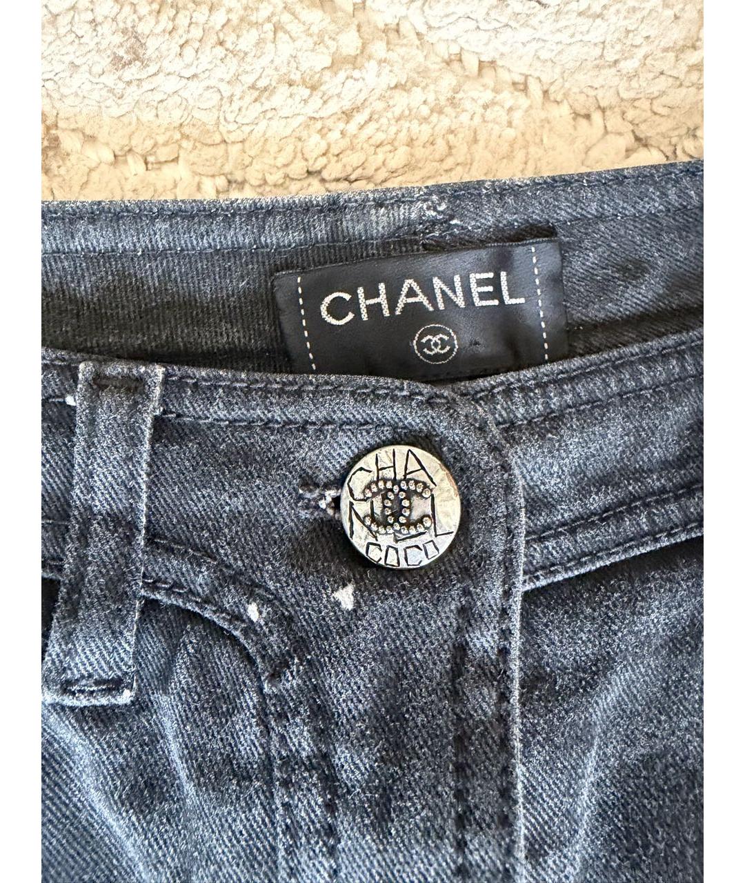 CHANEL Черные хлопковые джинсы слим, фото 4