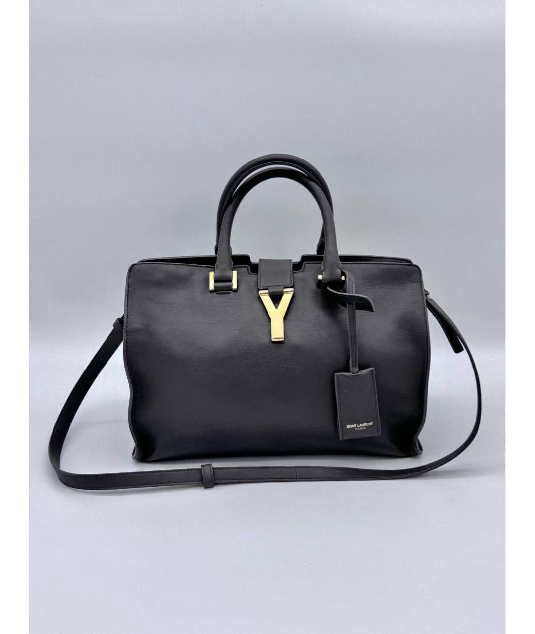 SAINT LAURENT Антрацитовая кожаная сумка с короткими ручками, фото 9