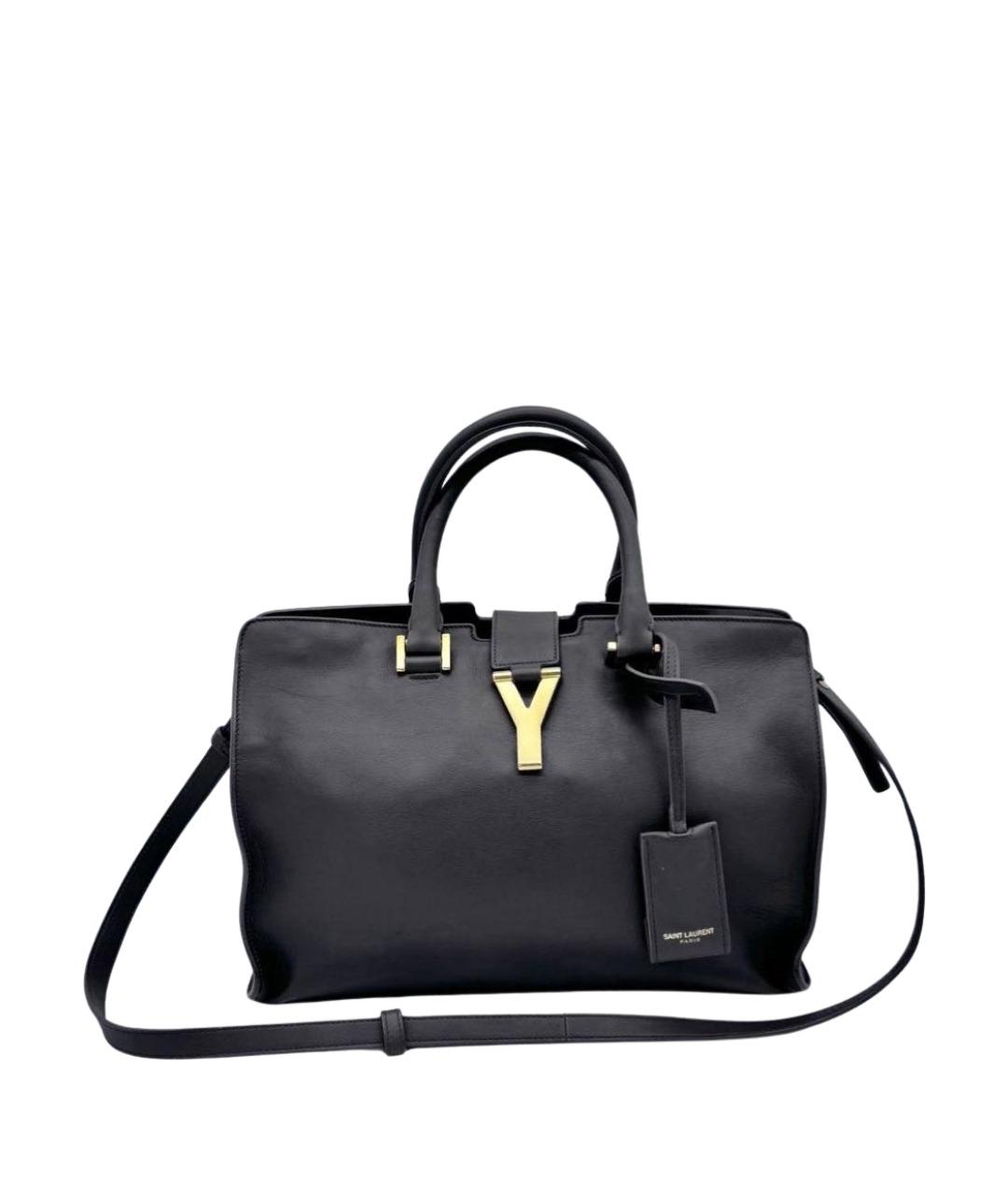 SAINT LAURENT Антрацитовая кожаная сумка с короткими ручками, фото 1