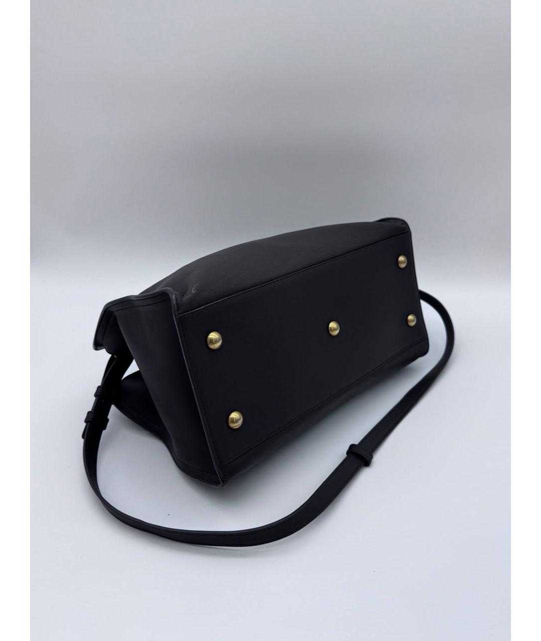 SAINT LAURENT Антрацитовая кожаная сумка с короткими ручками, фото 5