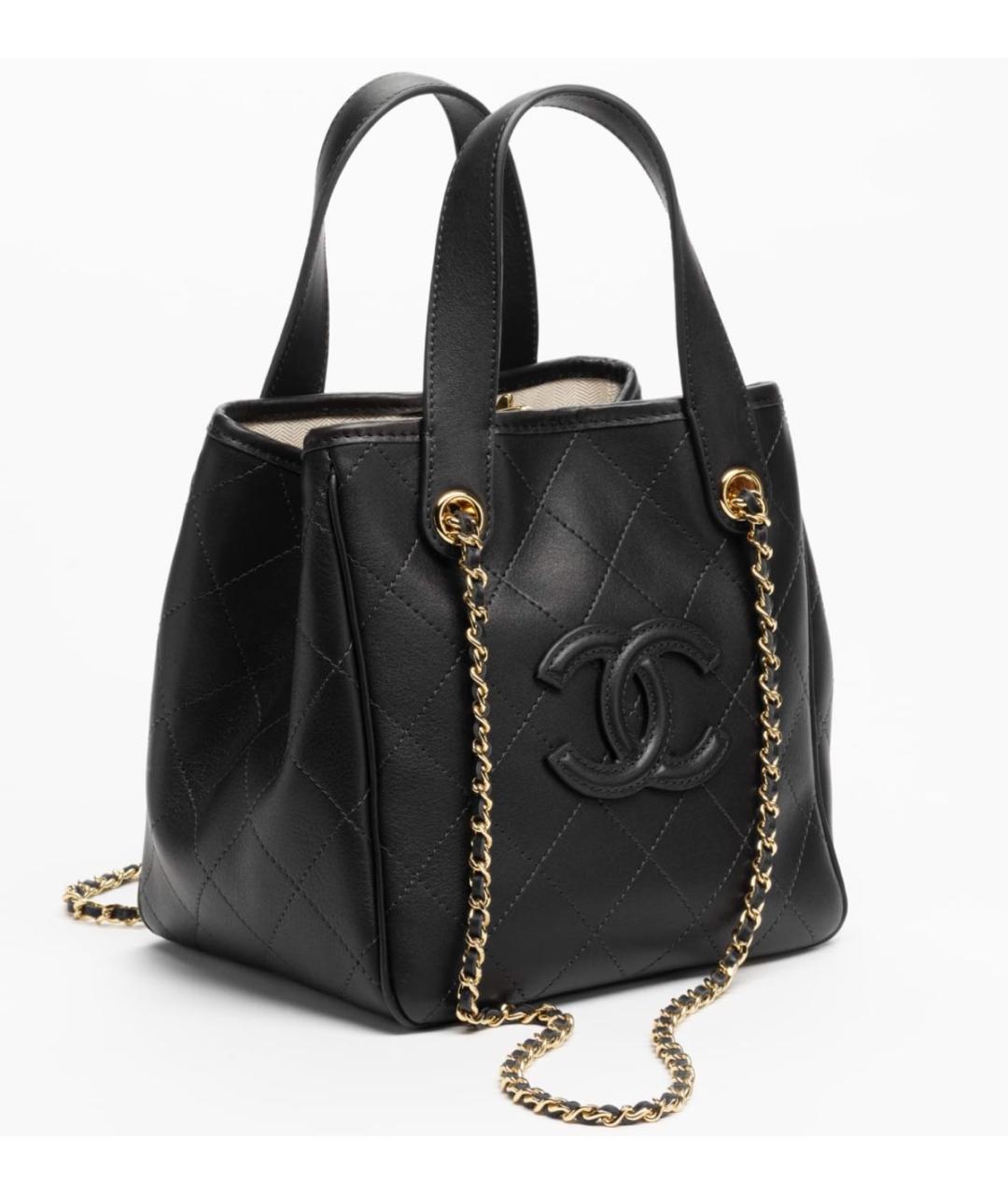 CHANEL Черная кожаная сумка тоут, фото 2
