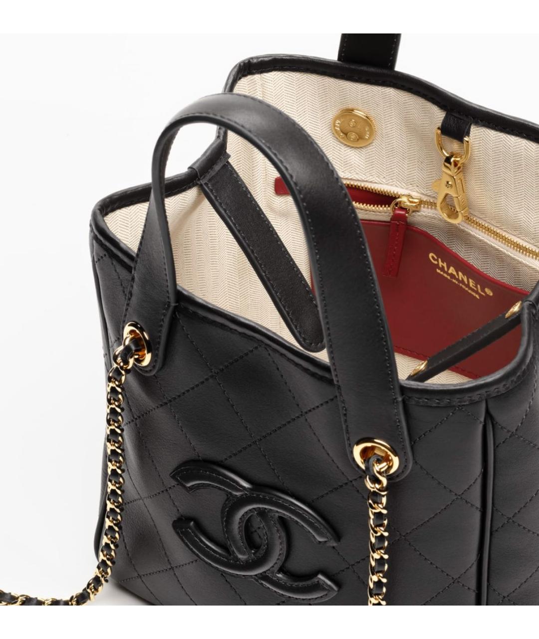 CHANEL Черная кожаная сумка тоут, фото 3