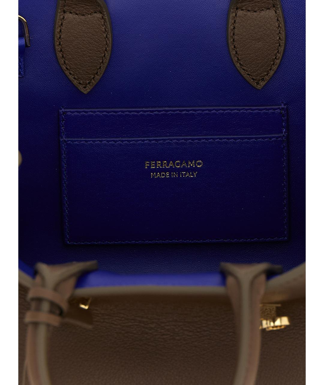 FERRAGAMO Коричневая кожаная сумка тоут, фото 4