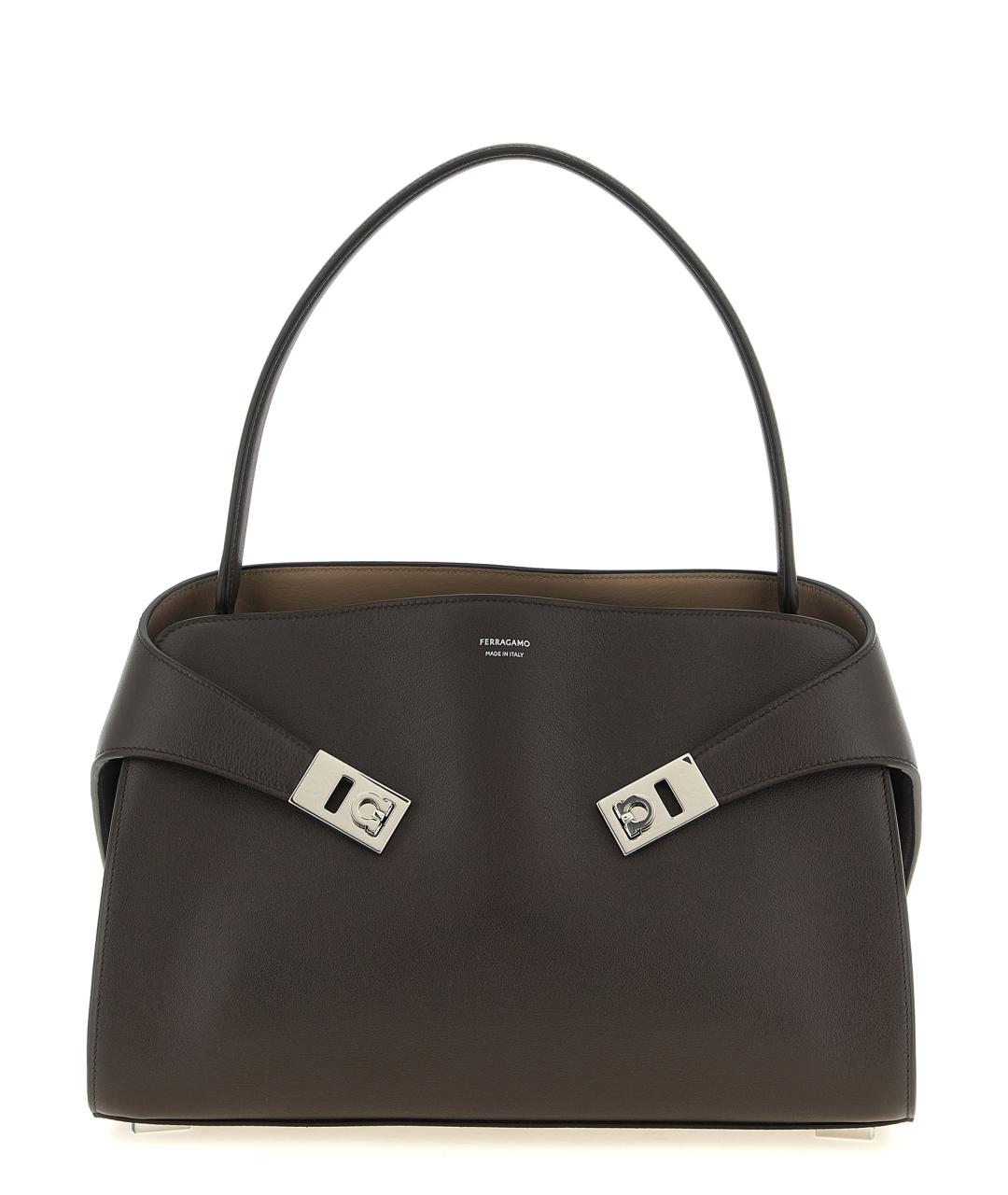 FERRAGAMO Коричневая кожаная сумка тоут, фото 1
