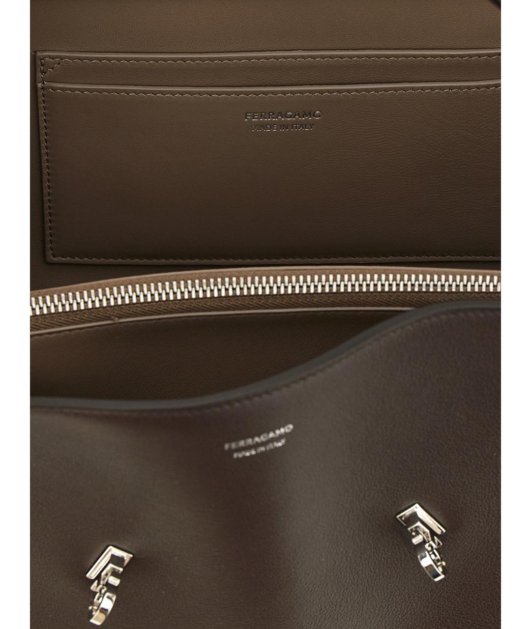 FERRAGAMO Коричневая кожаная сумка тоут, фото 4