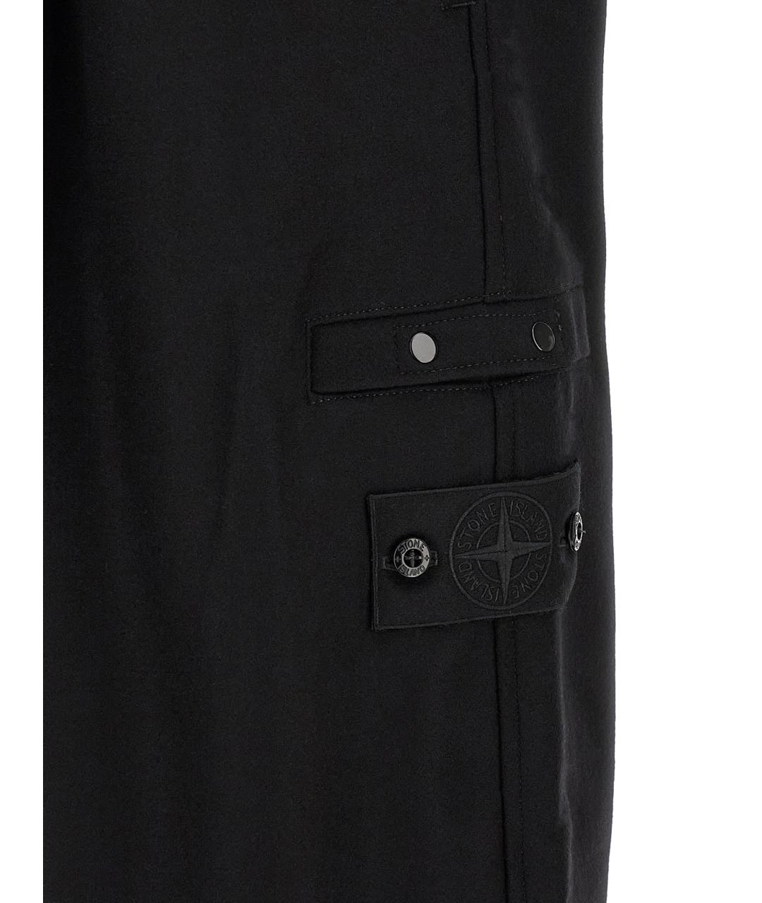 STONE ISLAND Черные шерстяные повседневные брюки, фото 5