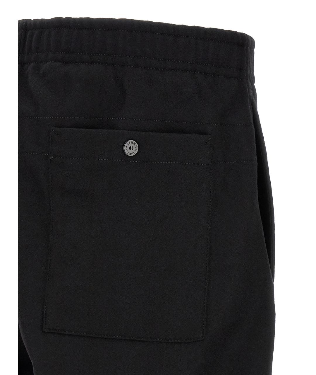 STONE ISLAND Черные шерстяные повседневные брюки, фото 4