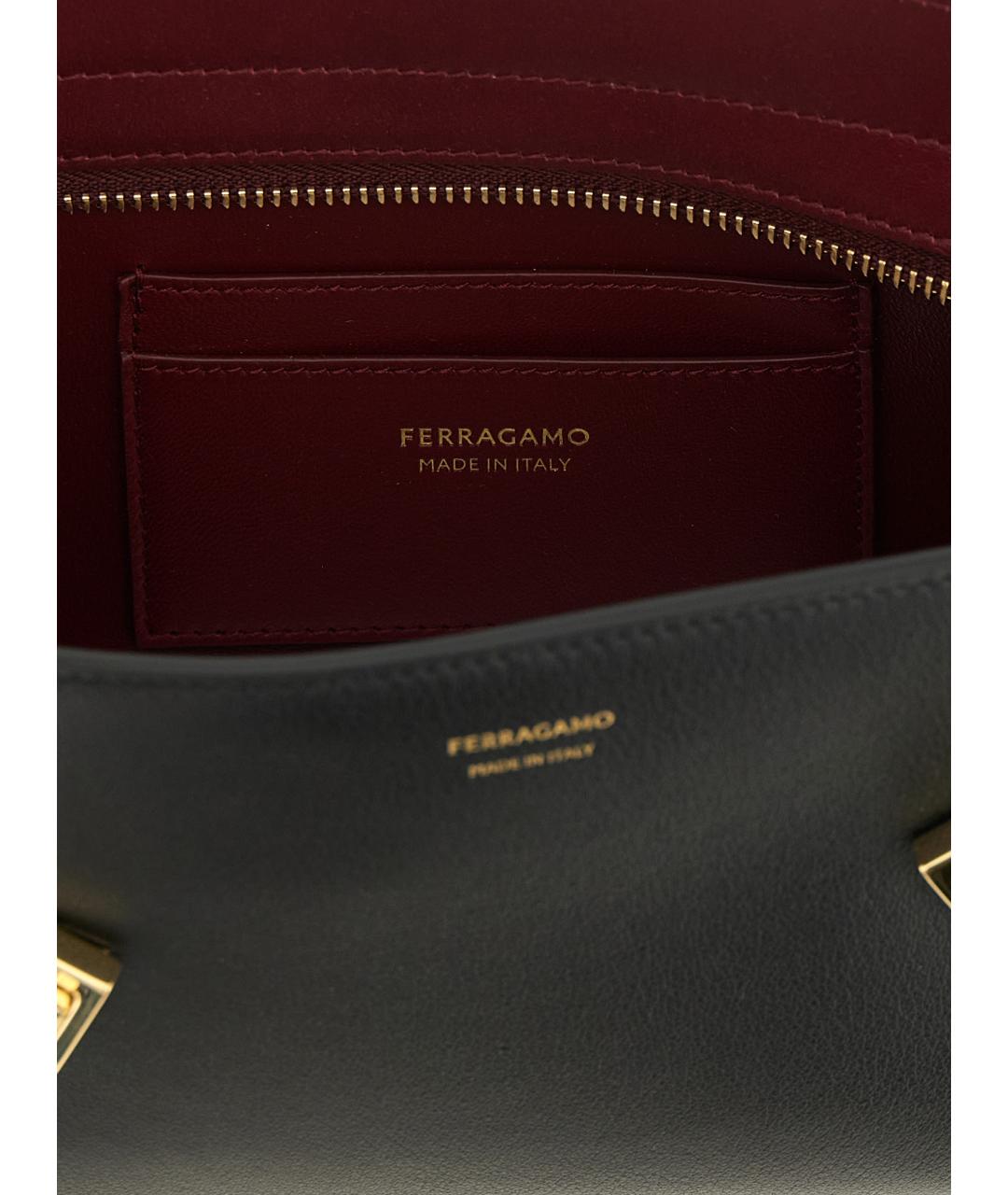 FERRAGAMO Черная кожаная сумка через плечо, фото 4