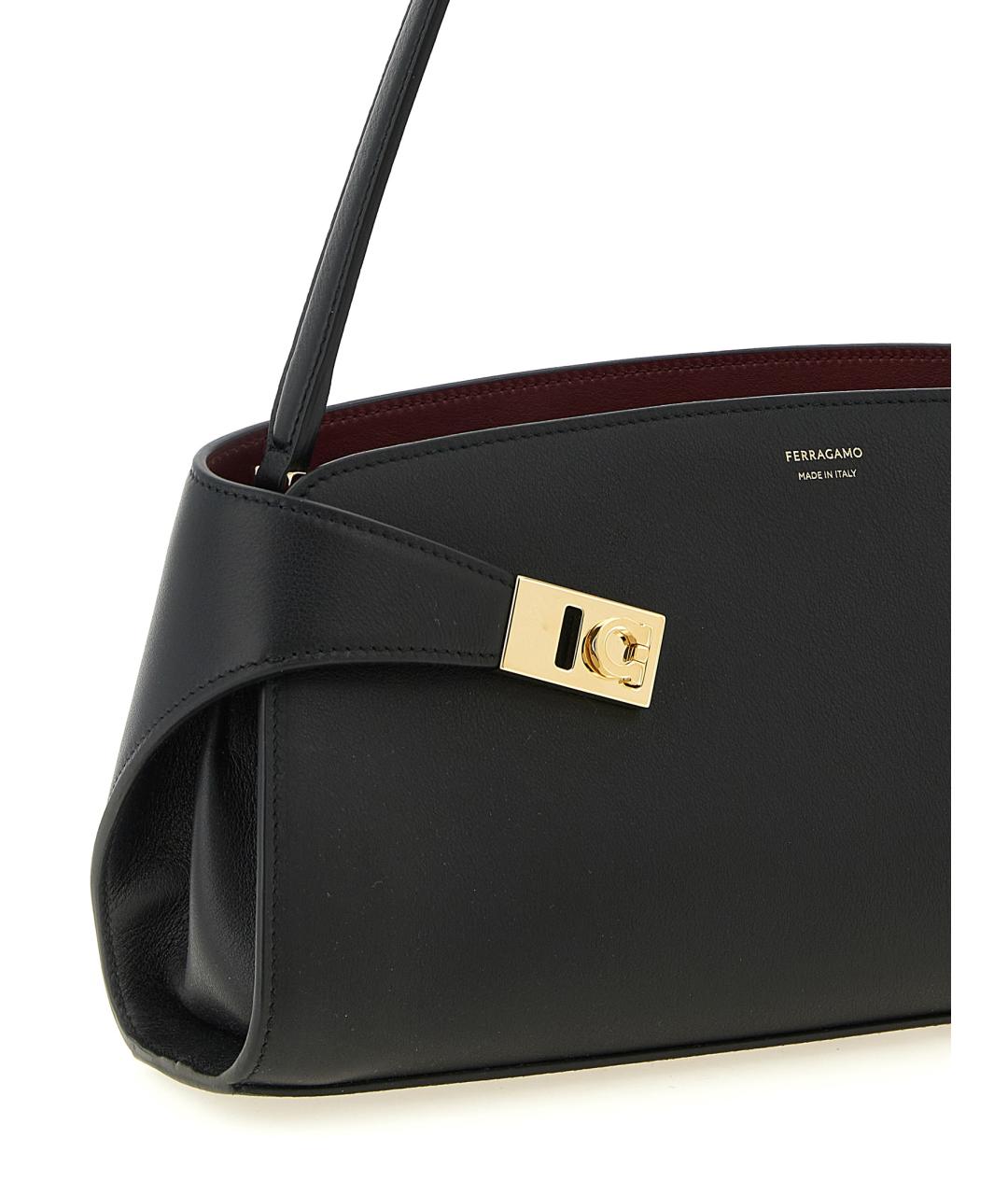 FERRAGAMO Черная кожаная сумка через плечо, фото 3