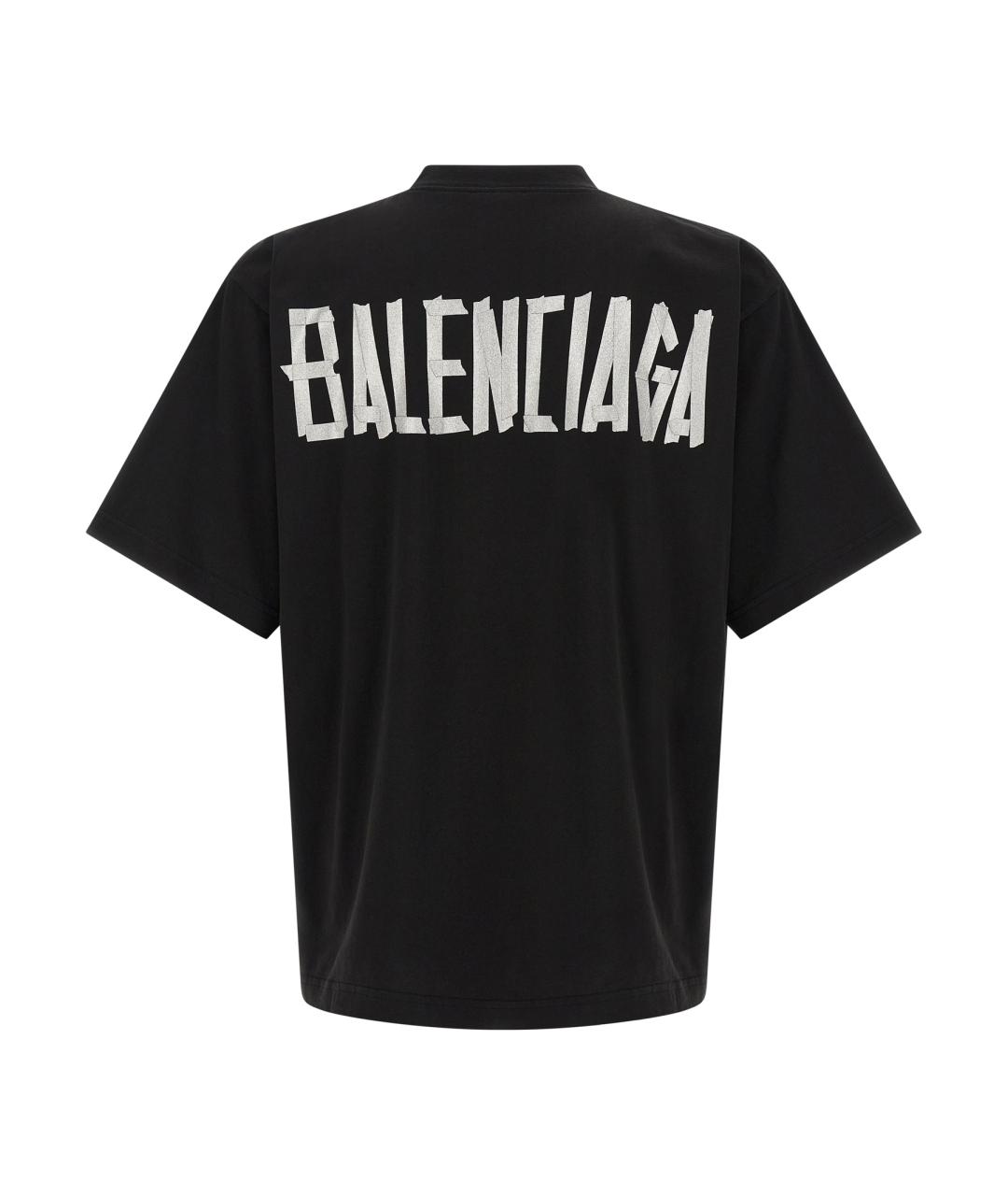 BALENCIAGA Черная хлопковая футболка, фото 2