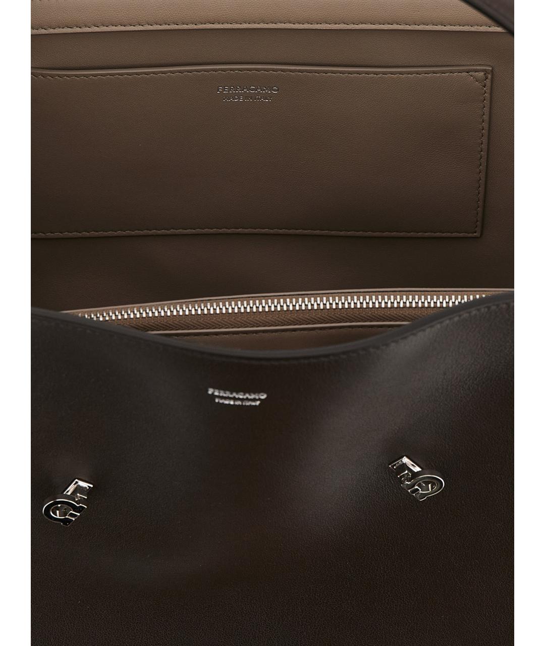 FERRAGAMO Коричневая кожаная сумка тоут, фото 4