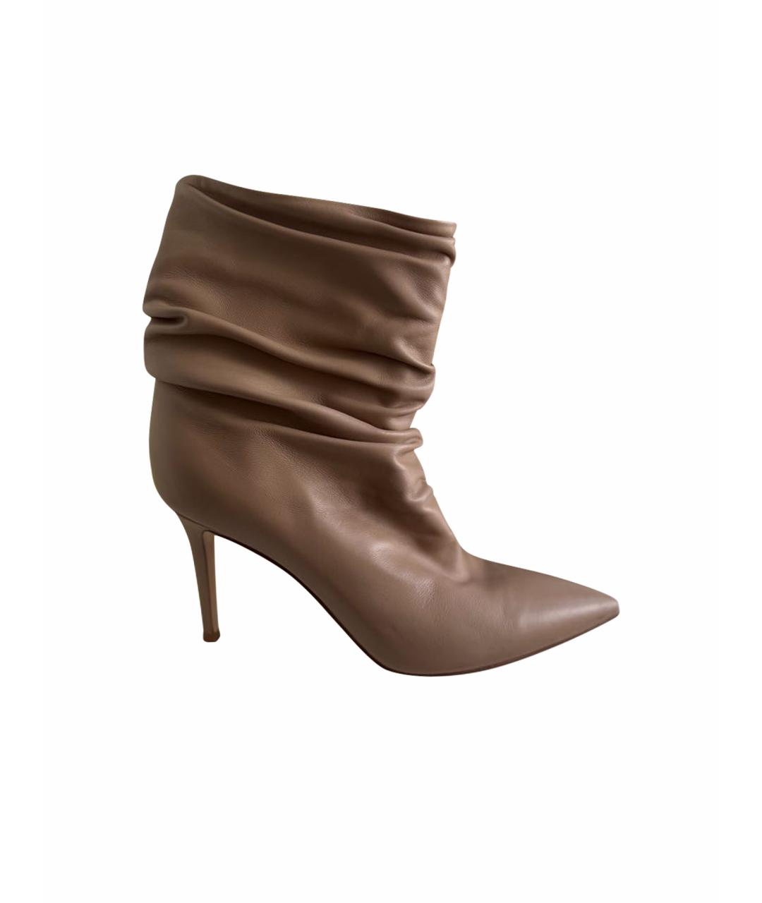 GIANVITO ROSSI Бежевые кожаные полусапоги, фото 9