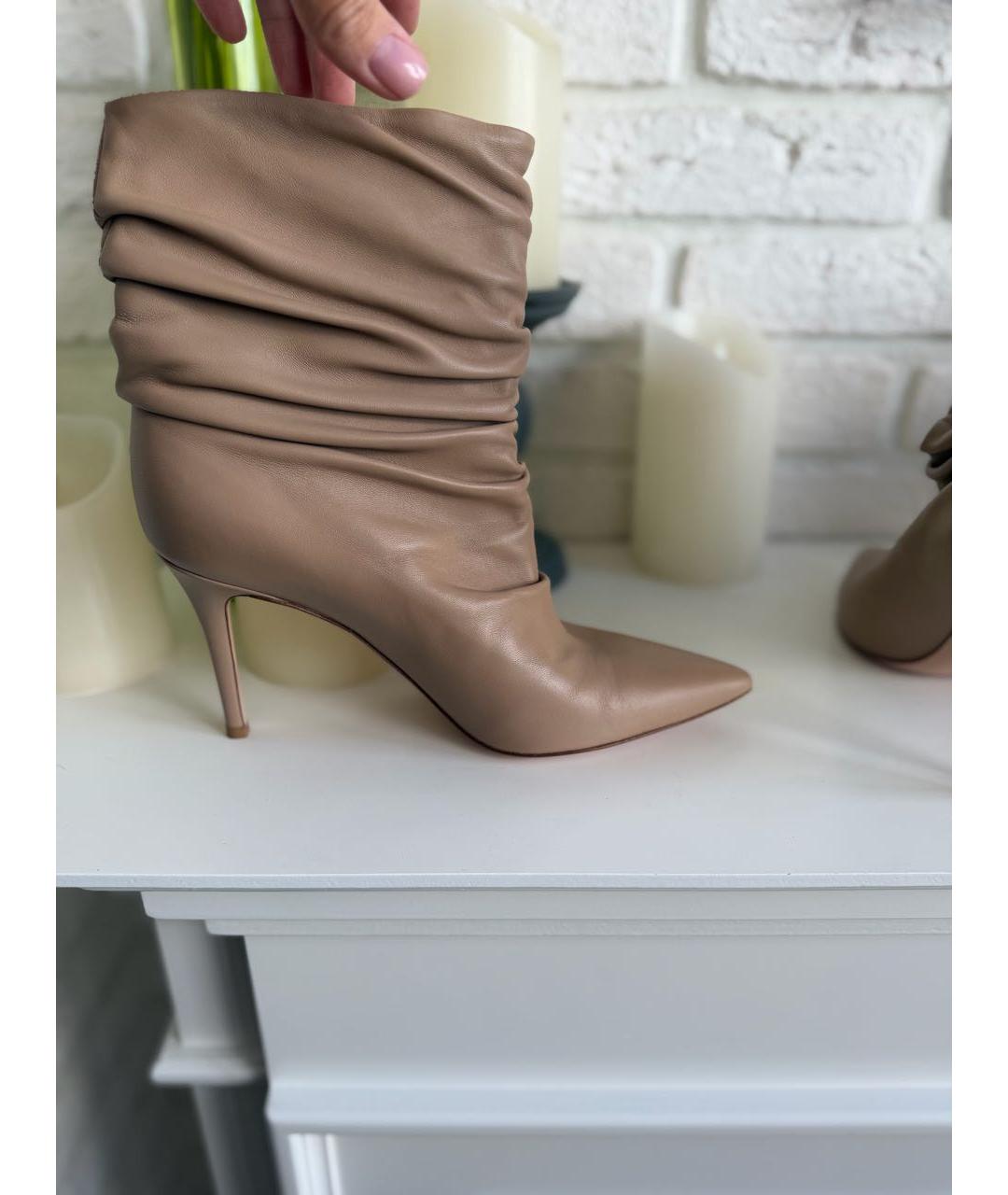 GIANVITO ROSSI Бежевые кожаные полусапоги, фото 7