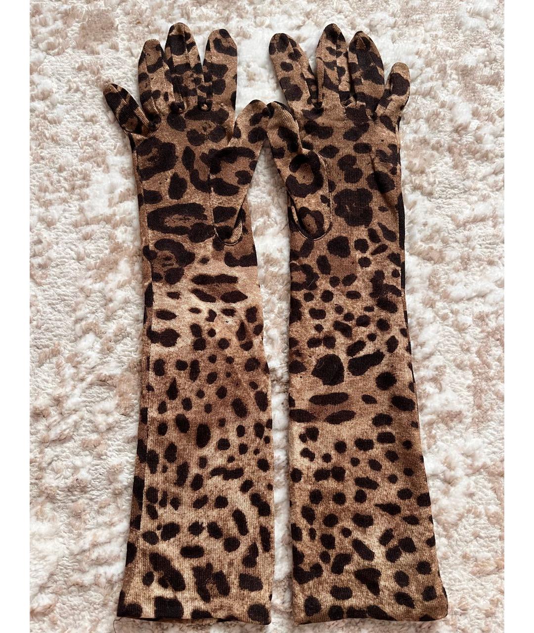 DOLCE&GABBANA Коричневые шерстяные перчатки, фото 2