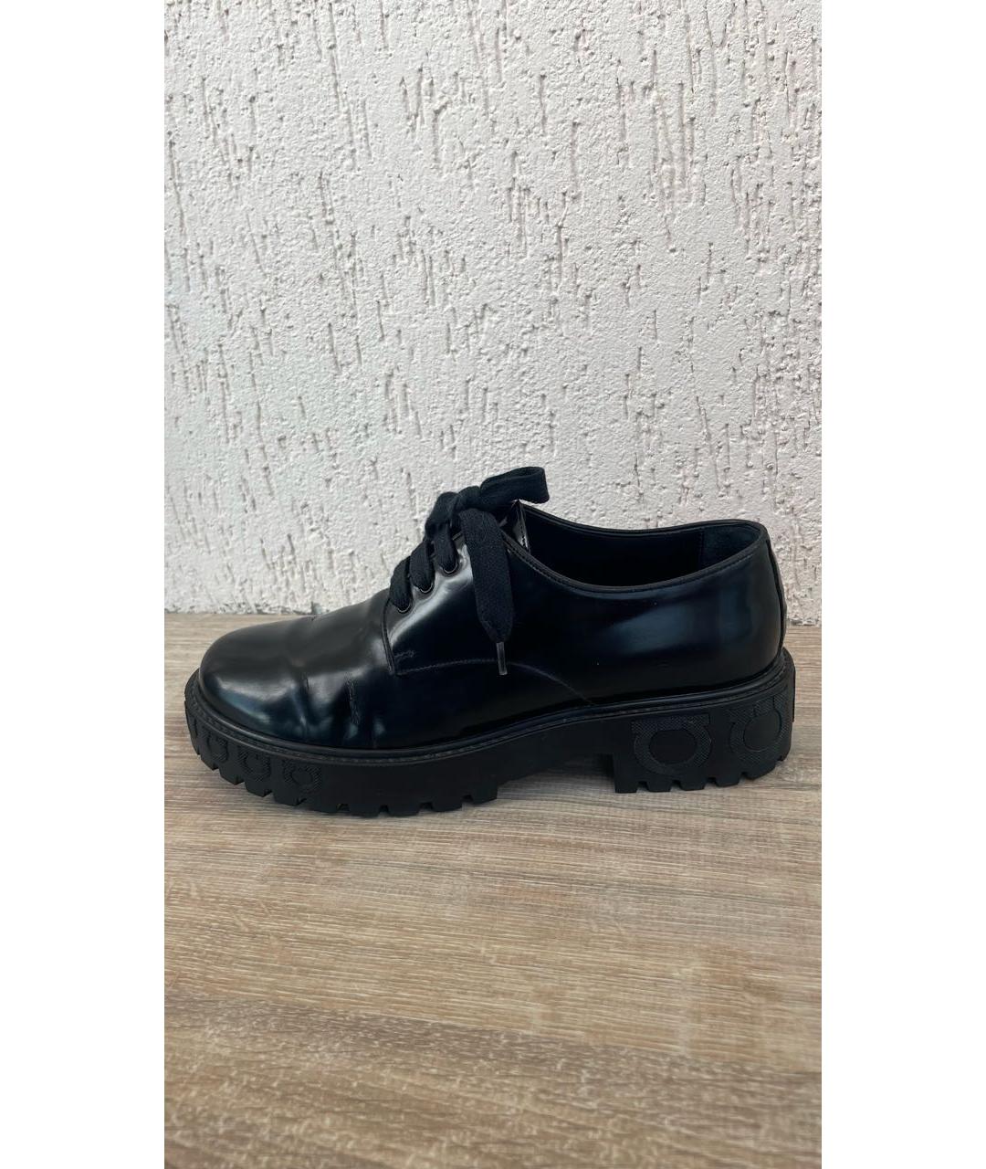 FERRAGAMO Черные кожаные ботинки, фото 9