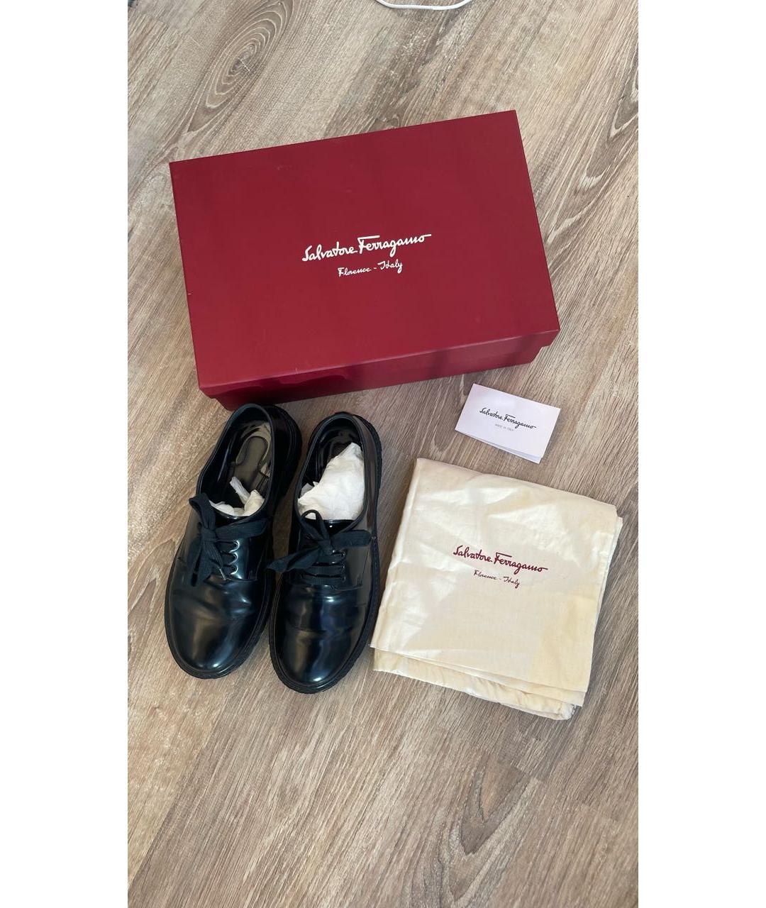 FERRAGAMO Черные кожаные ботинки, фото 5