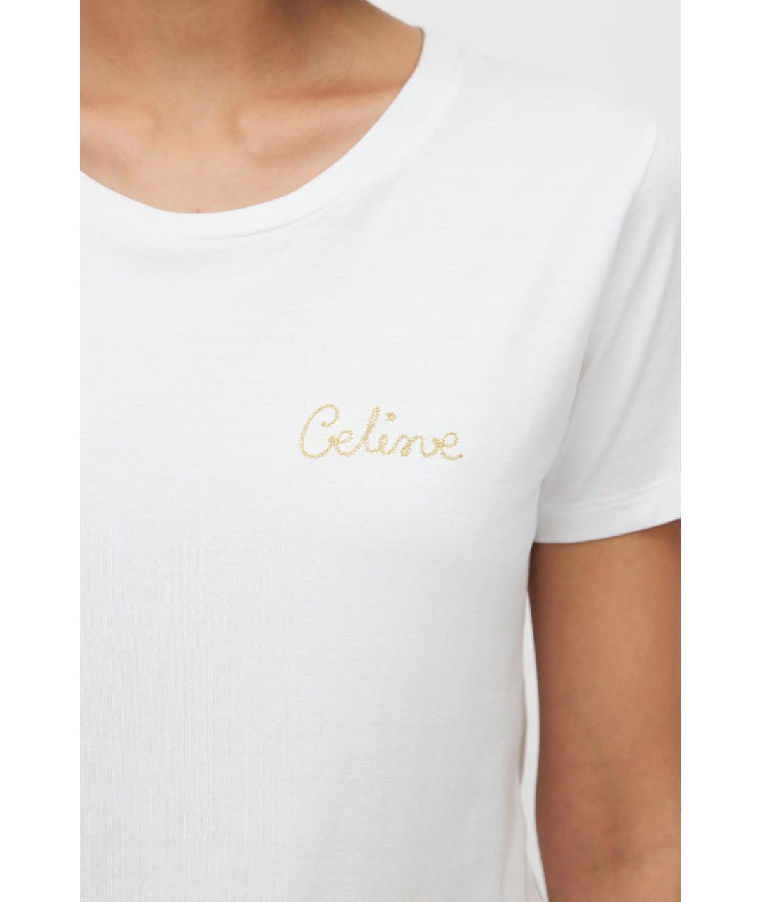 CELINE Белая хлопковая футболка, фото 4