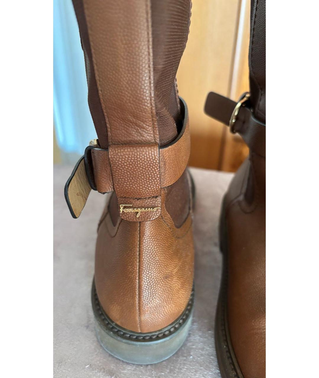FERRAGAMO Коричневые сапоги из искусственной кожи, фото 2