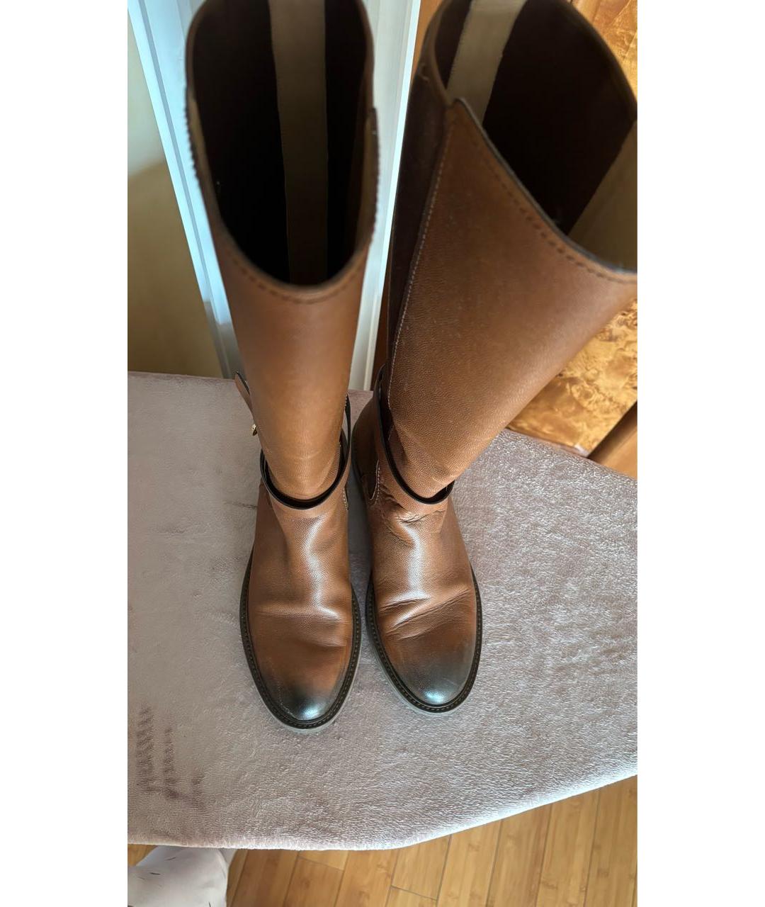 FERRAGAMO Коричневые сапоги из искусственной кожи, фото 3
