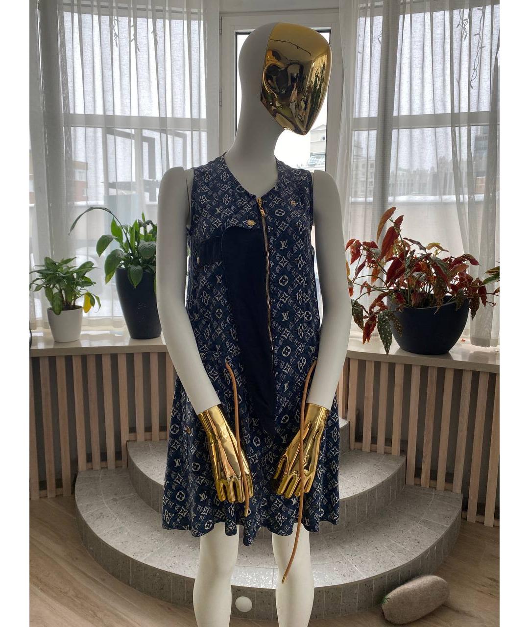 LOUIS VUITTON Синее шелковое повседневное платье, фото 4
