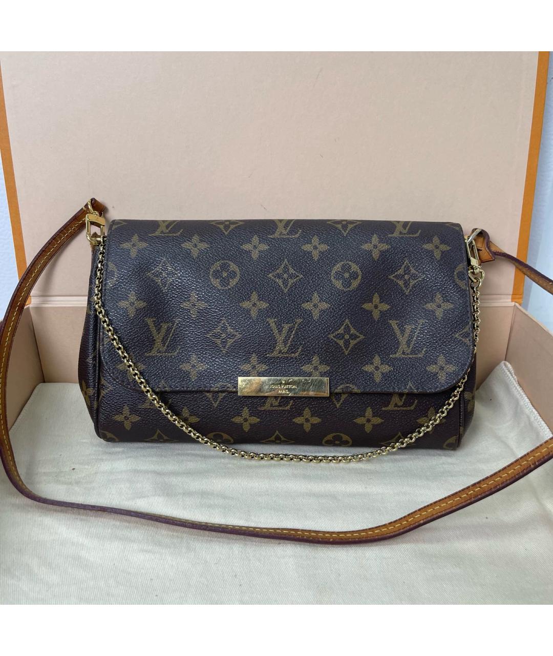 LOUIS VUITTON Коричневая кожаная сумка через плечо, фото 10