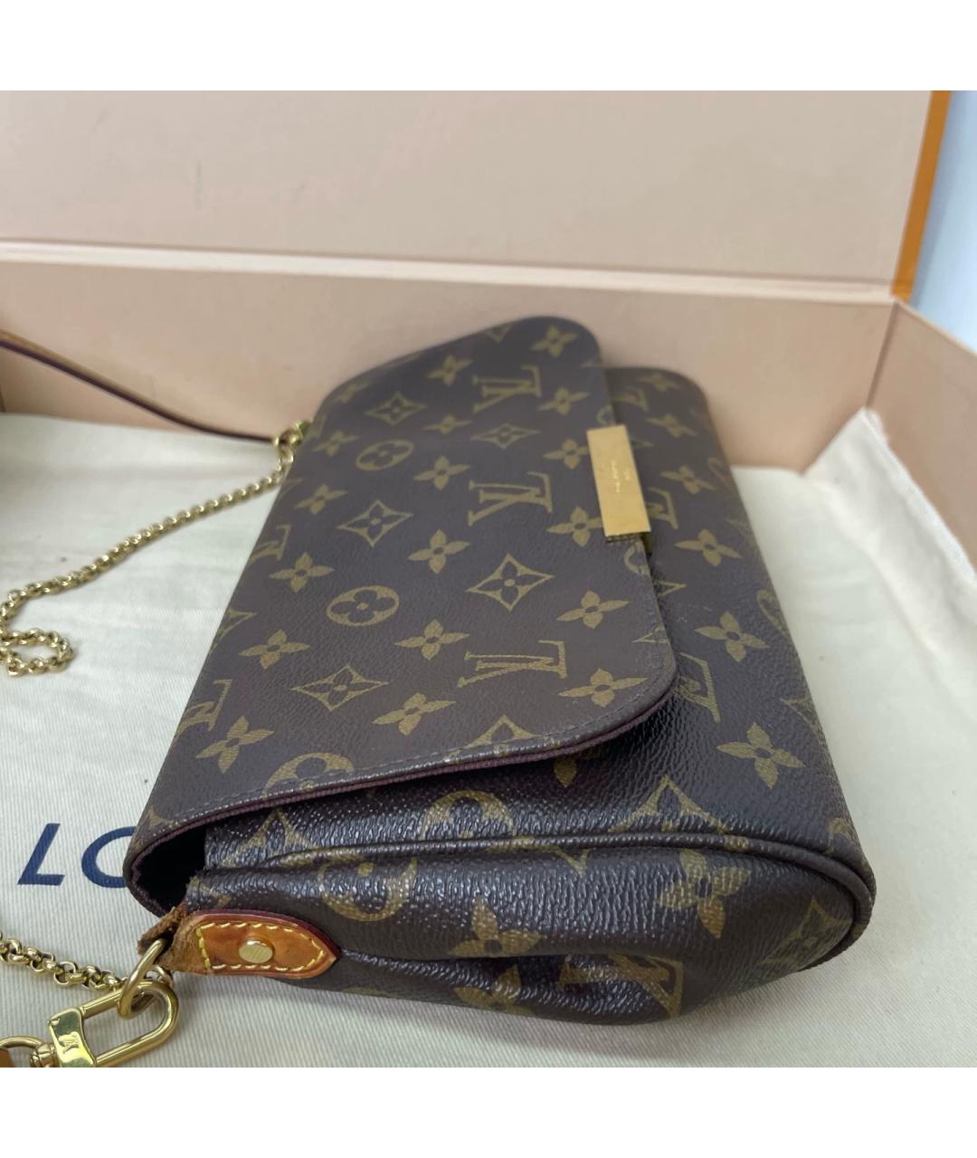 LOUIS VUITTON Коричневая кожаная сумка через плечо, фото 4