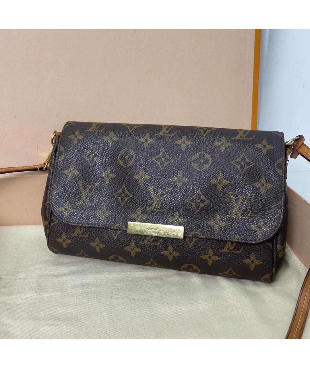 LOUIS VUITTON Коричневая кожаная сумка через плечо, фото 8