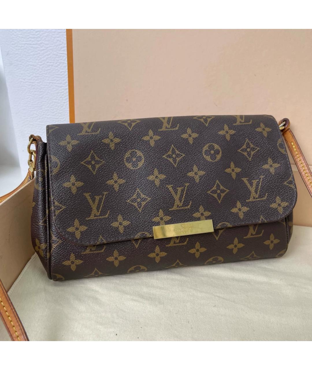 LOUIS VUITTON Коричневая кожаная сумка через плечо, фото 7