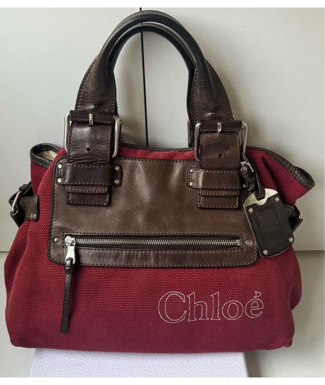 CHLOE Бордовая кожаная сумка с короткими ручками, фото 6