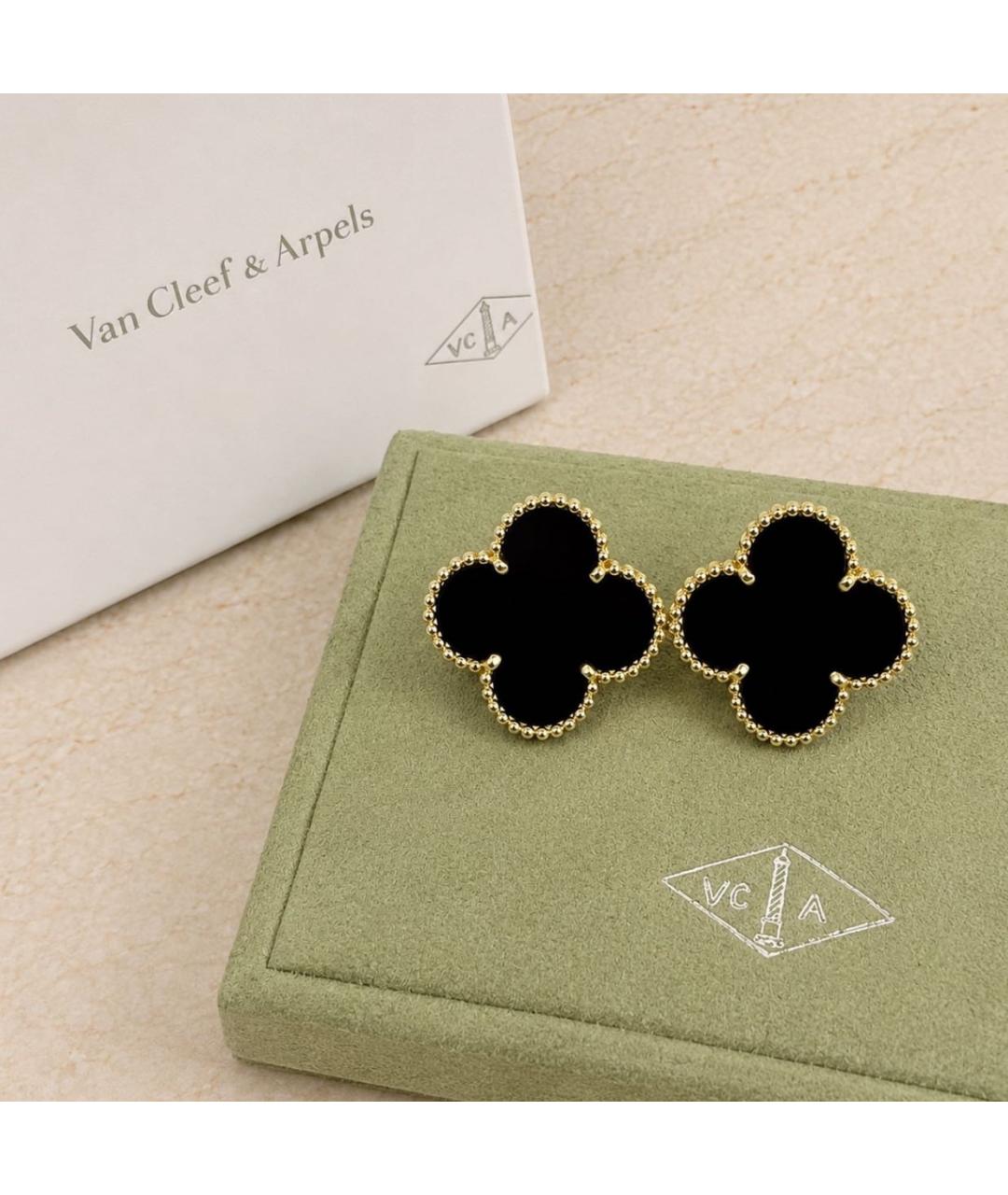 VAN CLEEF & ARPELS Черные серьги из желтого золота, фото 2