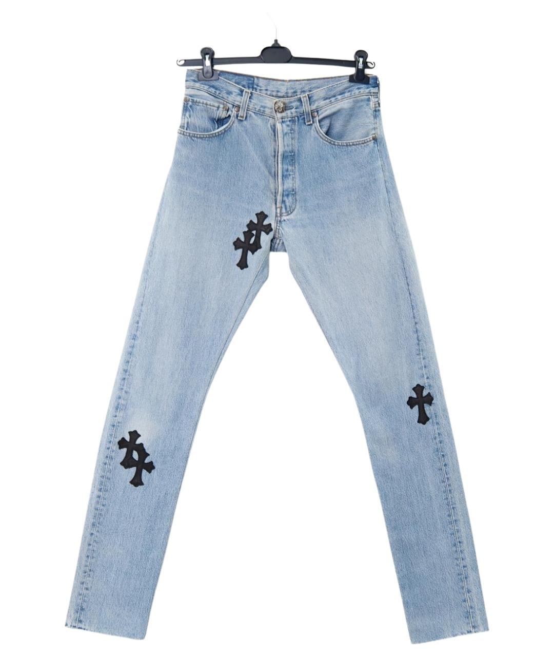 CHROME HEARTS Голубые хлопковые прямые джинсы, фото 1