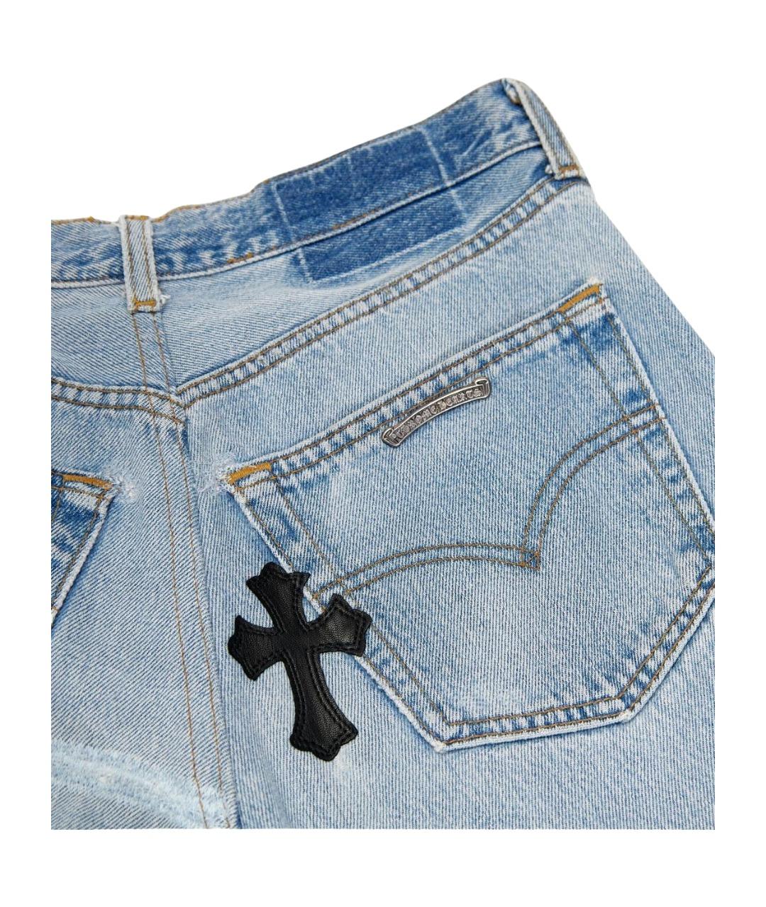 CHROME HEARTS Голубые хлопковые прямые джинсы, фото 2
