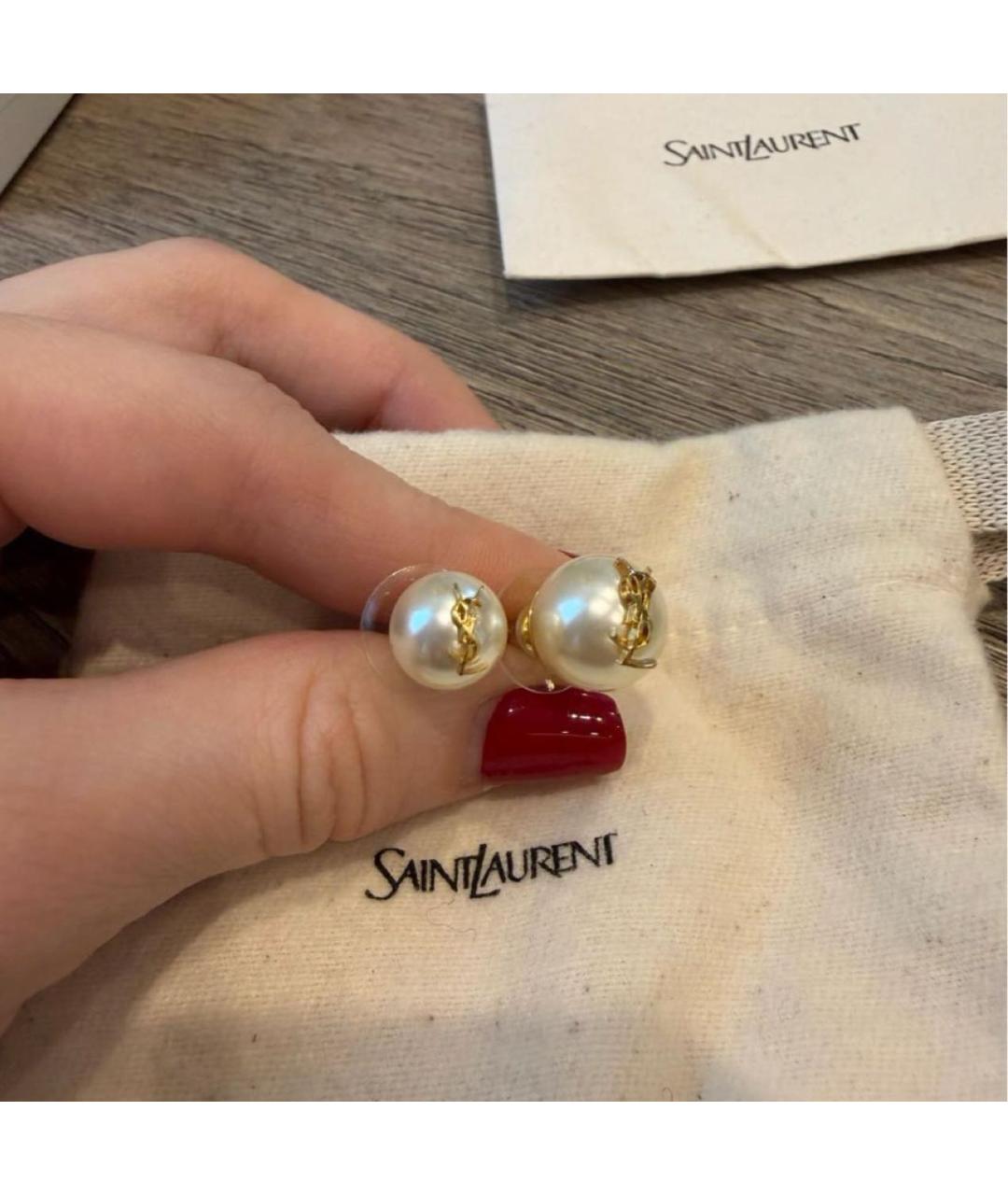 SAINT LAURENT Белые серьги, фото 3