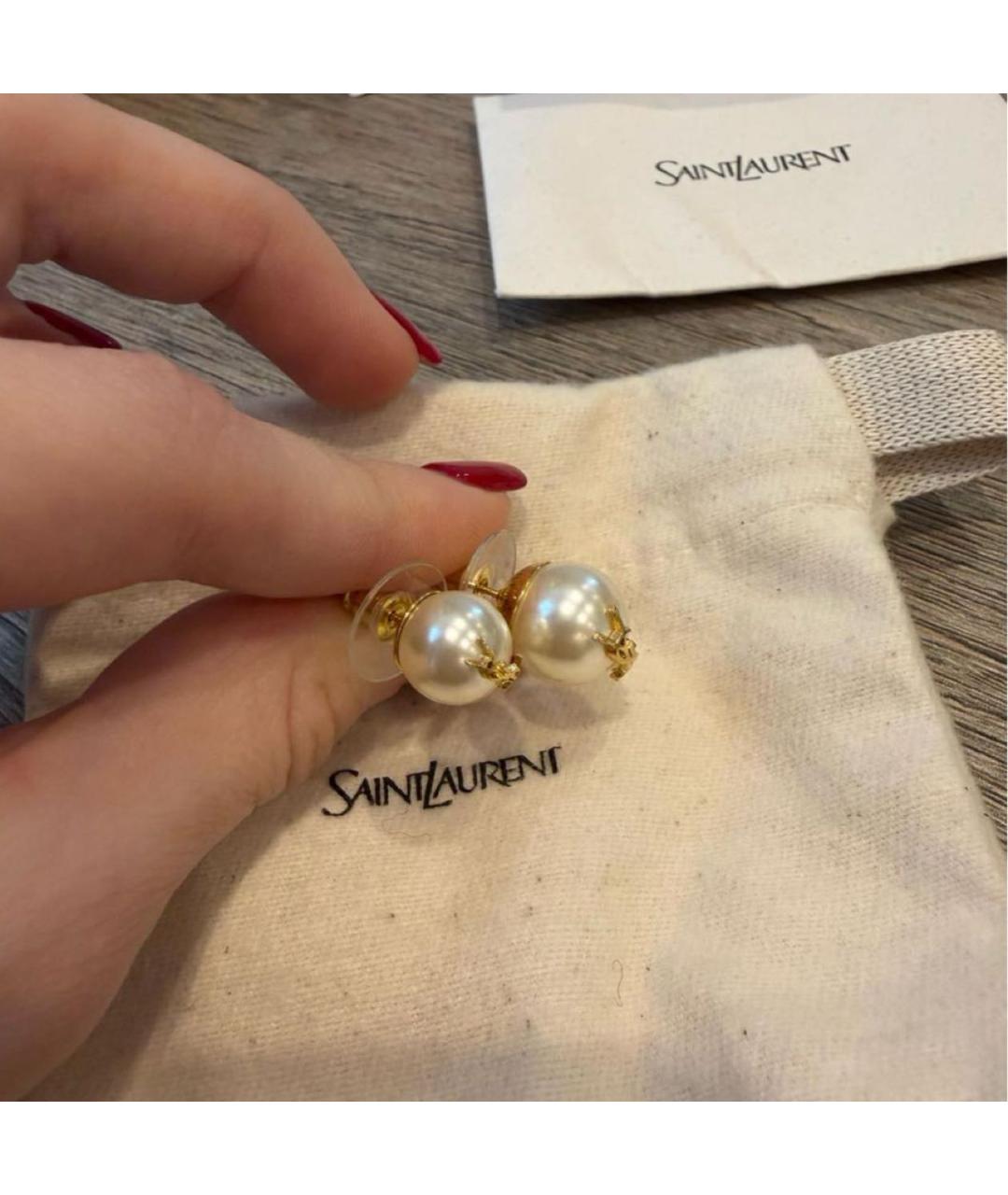 SAINT LAURENT Белые серьги, фото 6