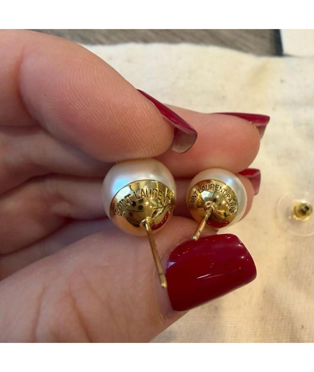 SAINT LAURENT Белые серьги, фото 4