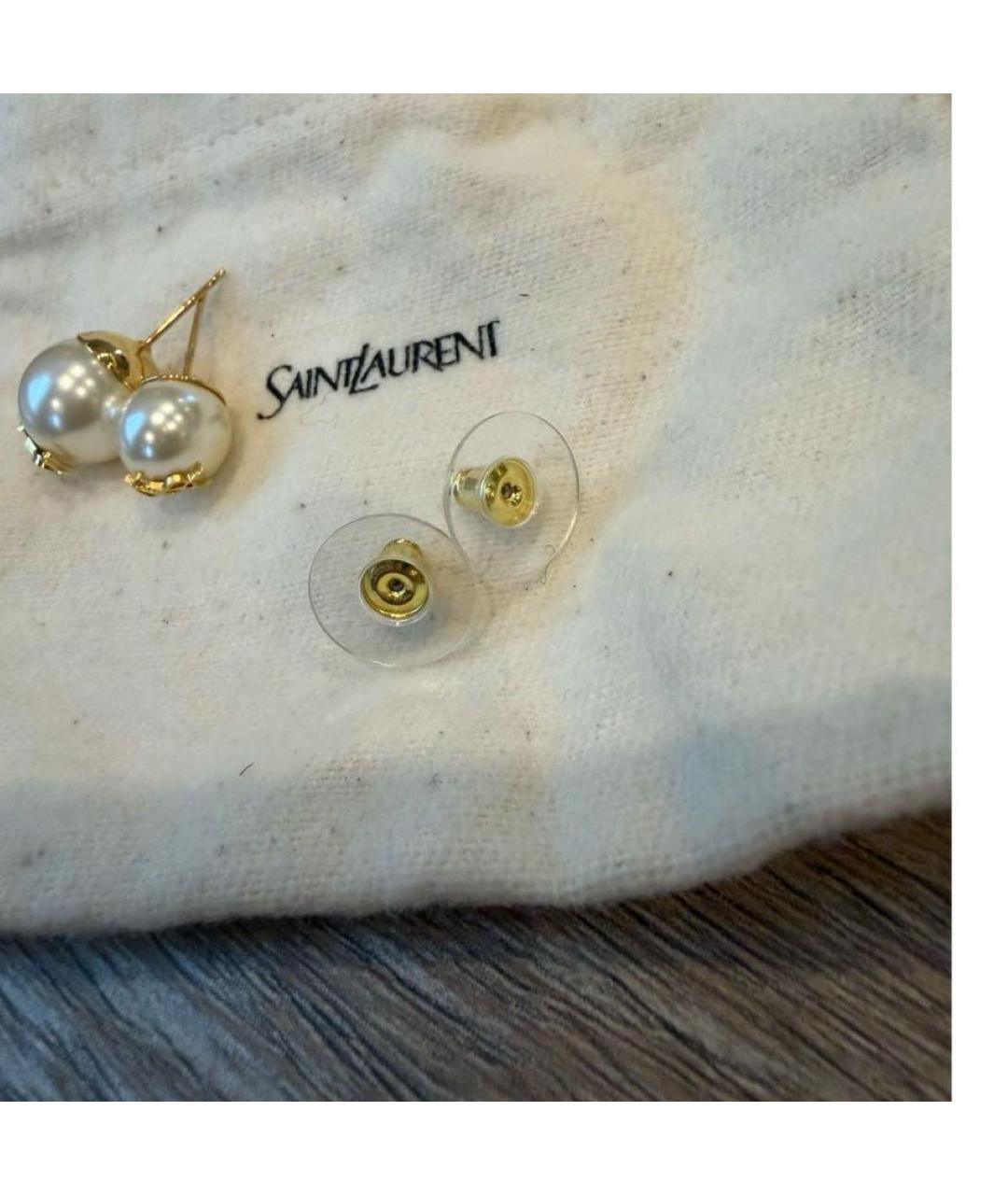 SAINT LAURENT Белые серьги, фото 5