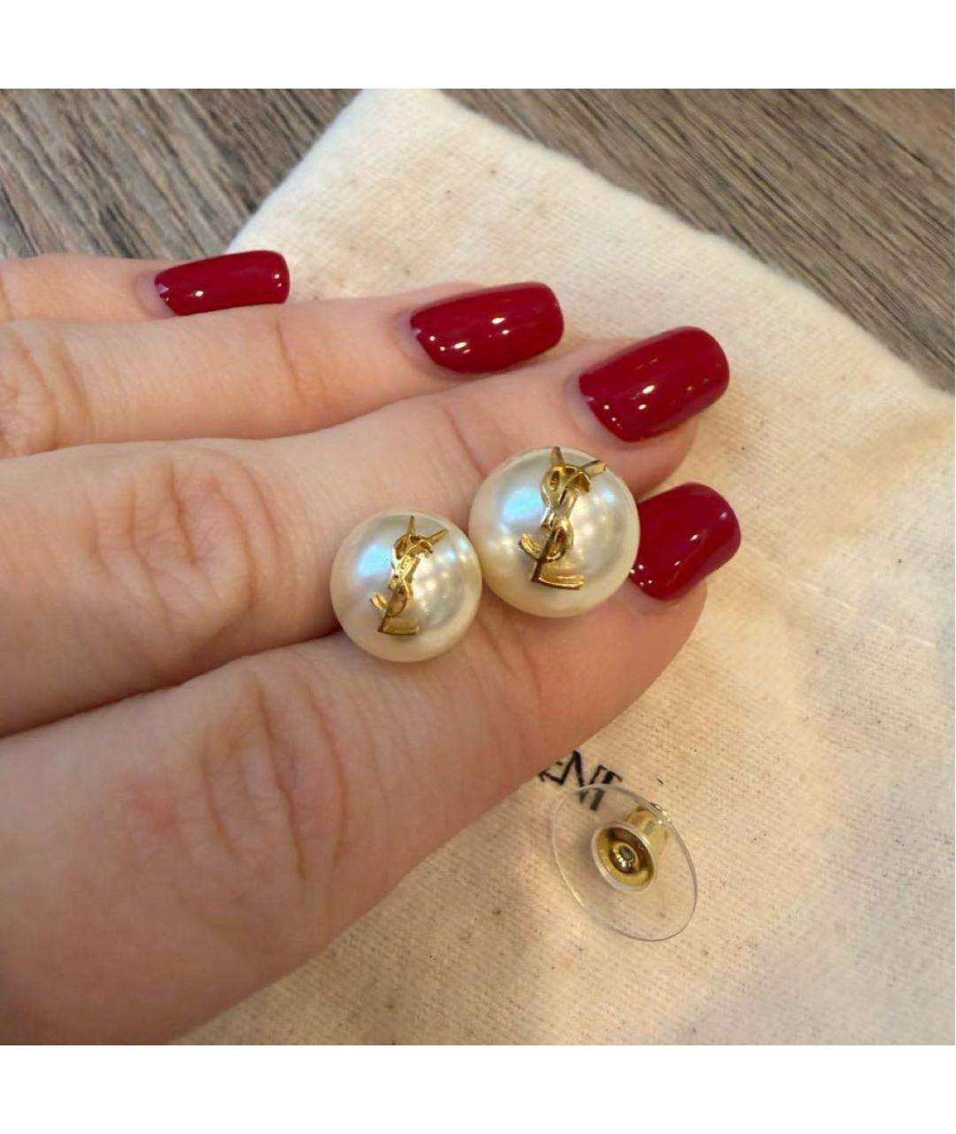 SAINT LAURENT Белые серьги, фото 2