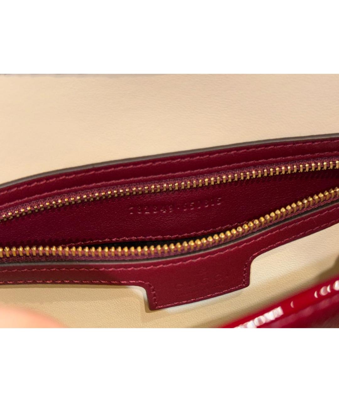 GUCCI Бордовая кожаная сумка через плечо, фото 7