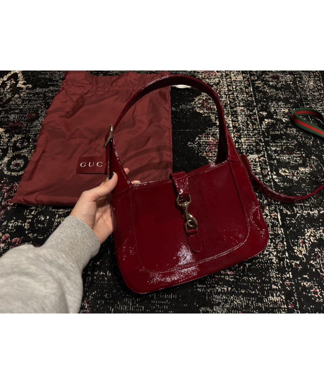 GUCCI Бордовая кожаная сумка через плечо, фото 9