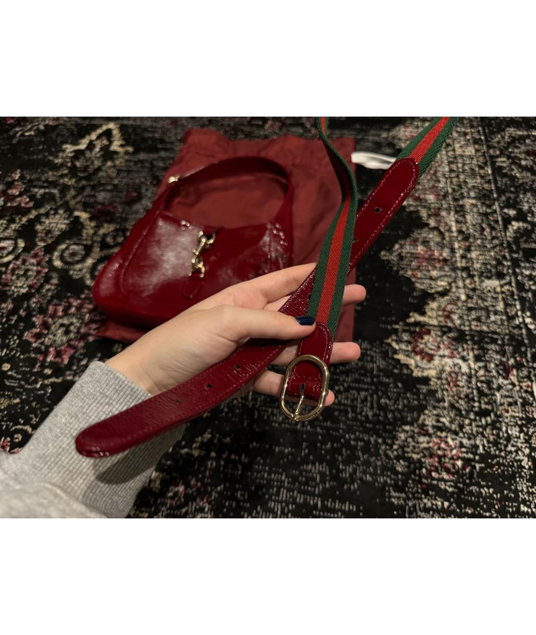 GUCCI Бордовая кожаная сумка через плечо, фото 8
